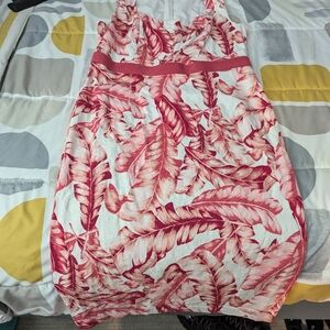 White and Coral Flower Dress